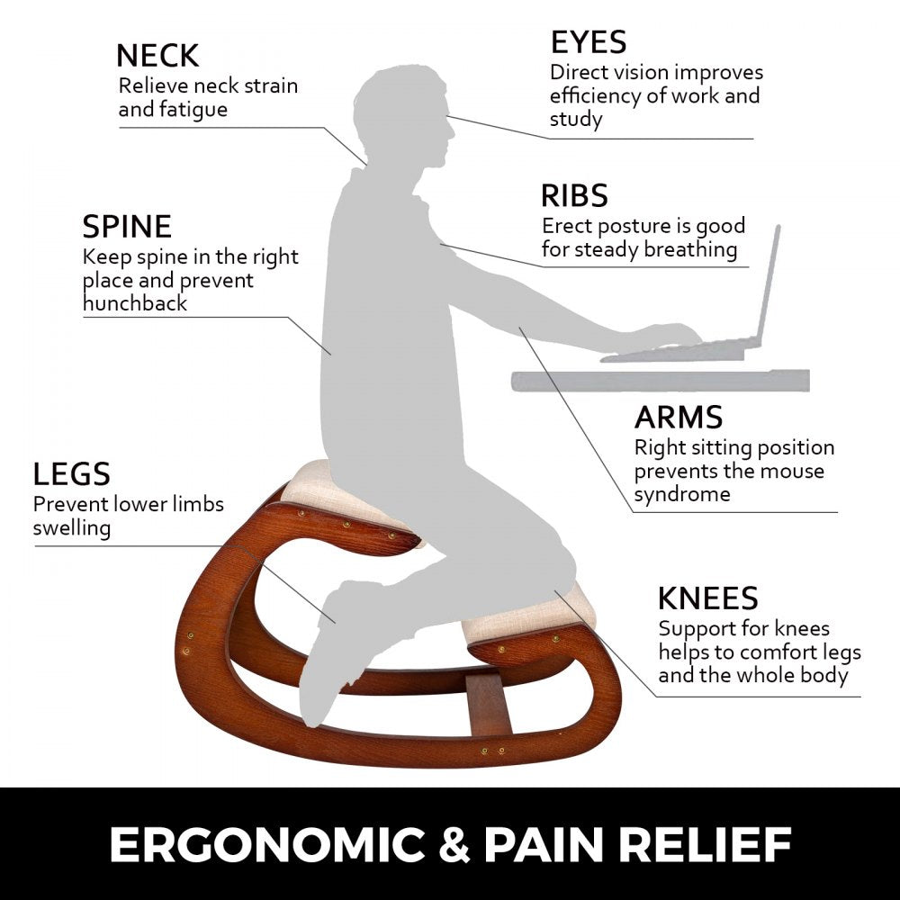 VEVOR Ergonomic Kneeling Chair 220LB Load Capacity
