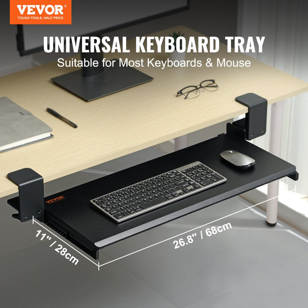 Clamp on Keyboard Tray Under Desk, Desk Keyboard Tray