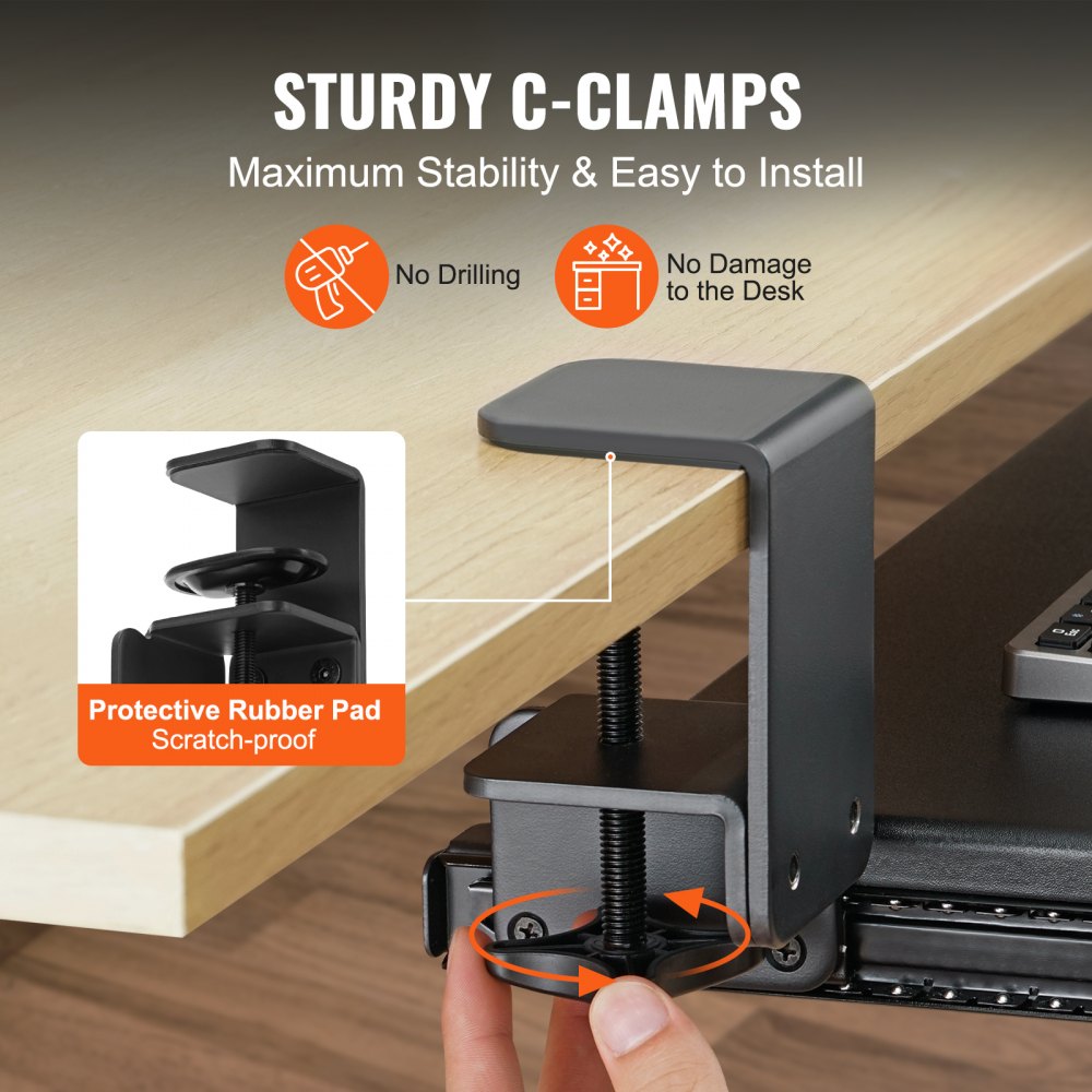 Clamp on Keyboard Tray Under Desk, Desk Keyboard Tray