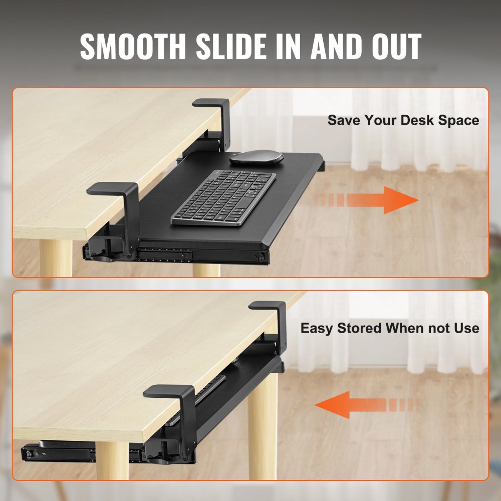 Clamp on Keyboard Tray Under Desk, Desk Keyboard Tray
