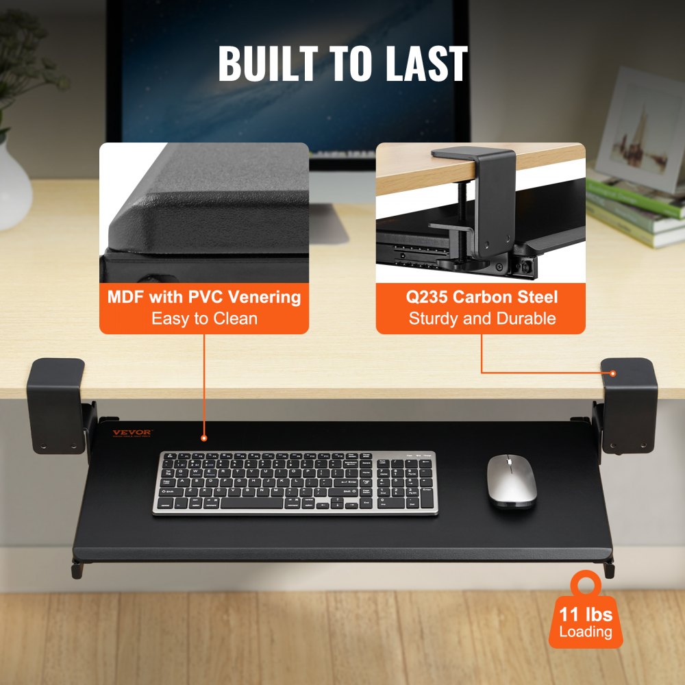 Clamp on Keyboard Tray Under Desk, Desk Keyboard Tray