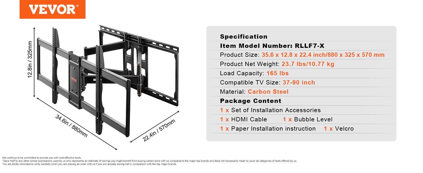 Full Motion TV Mount Fits