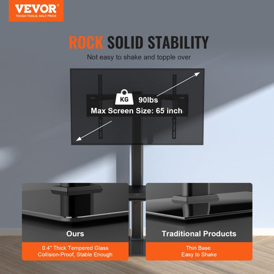 TV Stand Mount, Swivel Tall TV Stand, Height adjustable