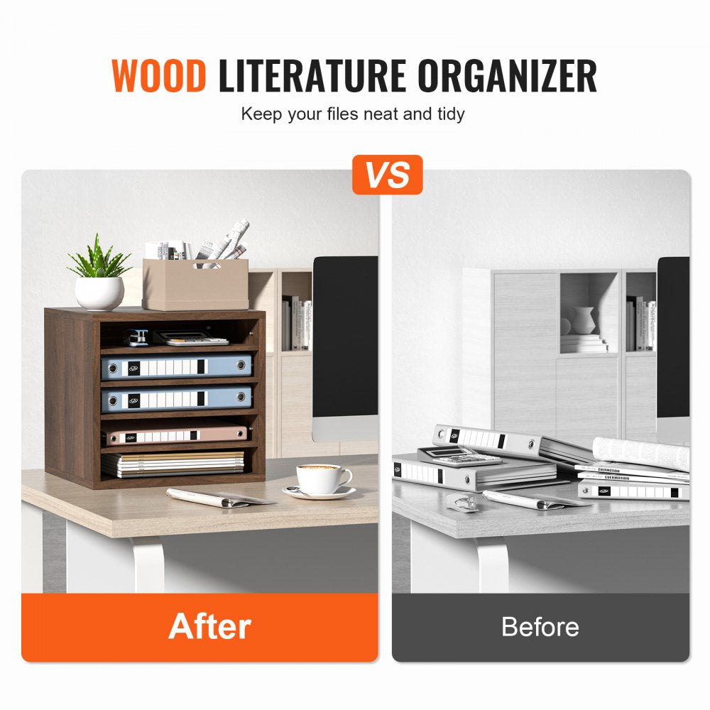Literature Organizers, 5 Compartments Office Mailbox with Adjustable Shelves