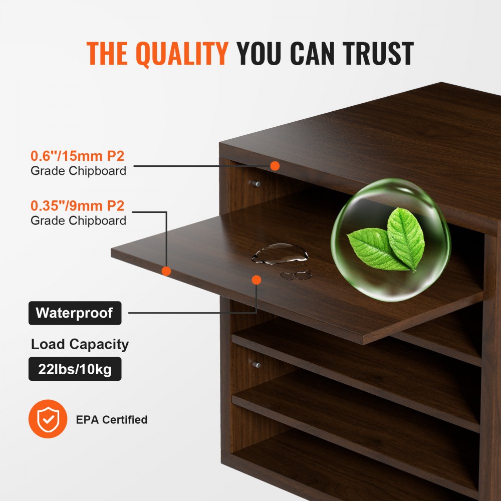 Literature Organizers, 5 Compartments Office Mailbox with Adjustable Shelves