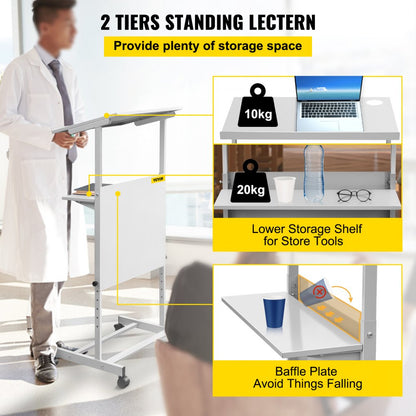 Standing Lectern, Height Adjustment Portable Pulpit