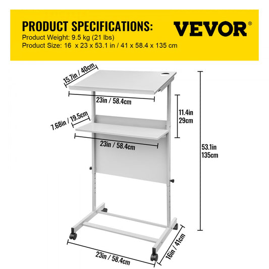Standing Lectern, Height Adjustment Portable Pulpit